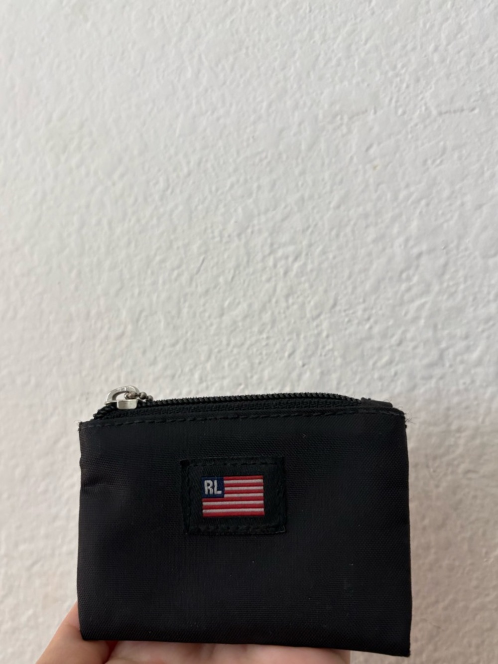Ralph Lauren Black Coin Pouch with Flag Patch